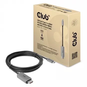 CLUB3D USB Gen2 Type-C naar HDMI 4K120Hz 8K60Hz HDR10 met DSC1.2 actieve kabel M/M 3m / 9.84ft
