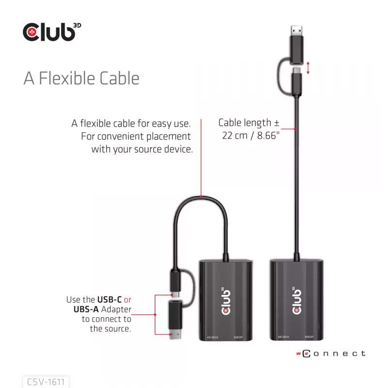 CLUB3D USB Gen1 Type-C/-A naar dual HDMI (4K/30Hz) / VGA (1080/60Hz)
