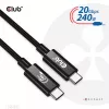 CLUB3D USB4 Gen2x2 Type-C bidirectionele kabel 4K60Hz, data 20Gbps, PD 240W(48V/5A) EPR M/M 2m