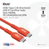 USB-C-naar-USB-C bidirectionele kabel CLUB3D CAC-1573, USB4 Gen 2x2, 2 m, rood, PD tot 240 W