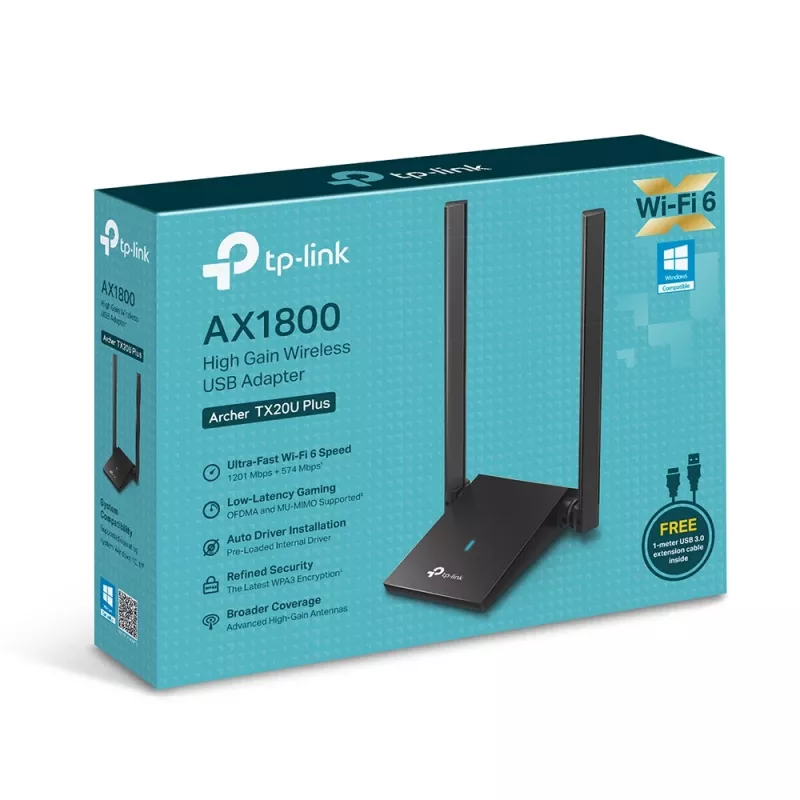 Draadloze adapter TP-Link AX1800 dual antennes 2,4 GHz 5 GHz Wi-Fi 6