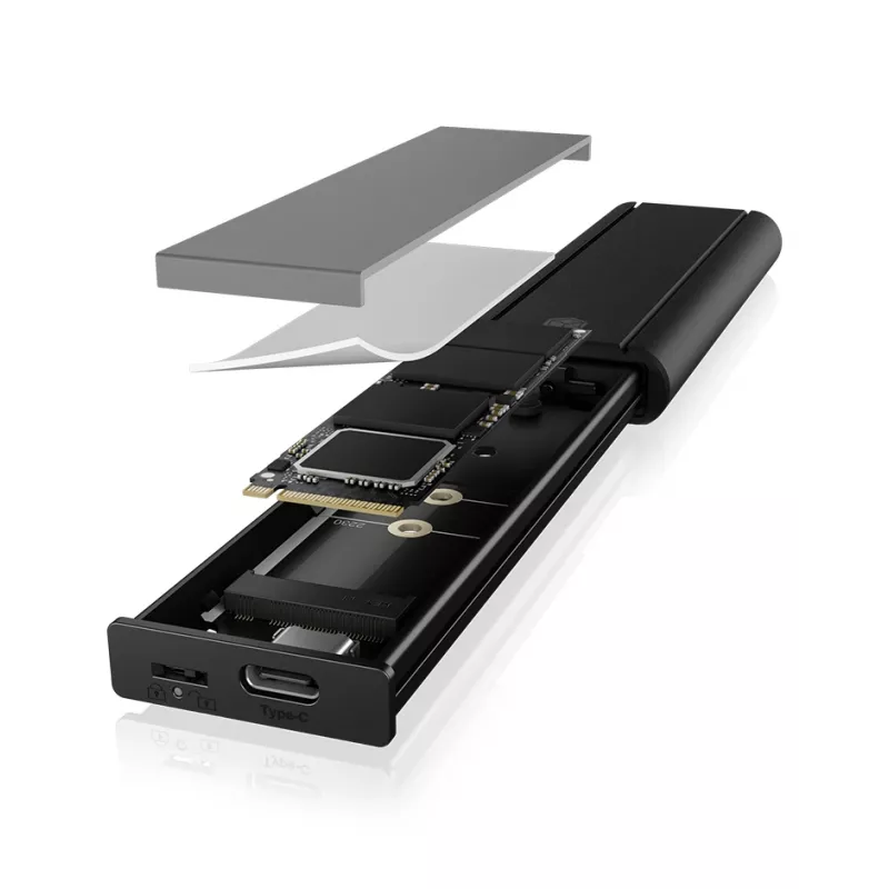ICY Karton IB-1807MT-C31 SSD-behuizing Zwart M.2