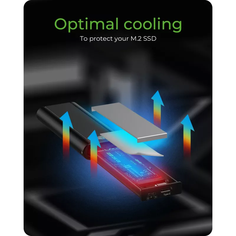 ICY Karton IB-1807MT-C31 SSD-behuizing Zwart M.2
