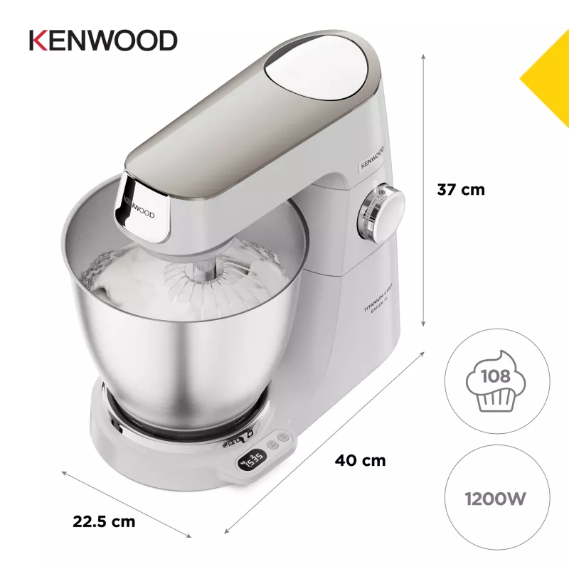 Kenwood Titanium Chef Baker XL Keukenmachine 1200 W 7 L Wit met ingebouwde weegschaal