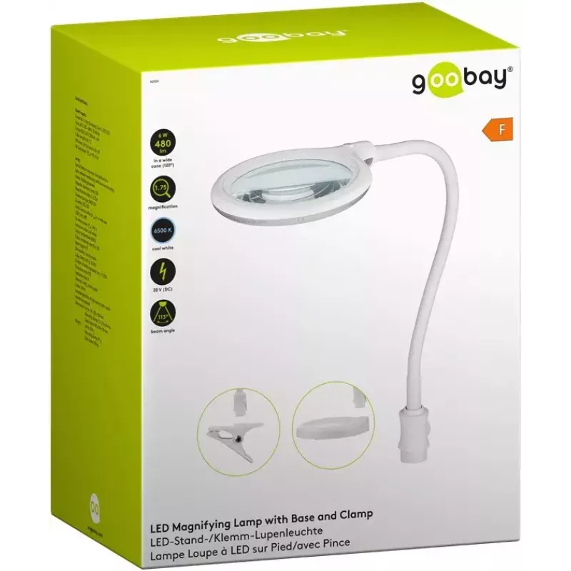 Goobay LED-loepelamp met standaard en klem 6 W Vergroting 1.75x