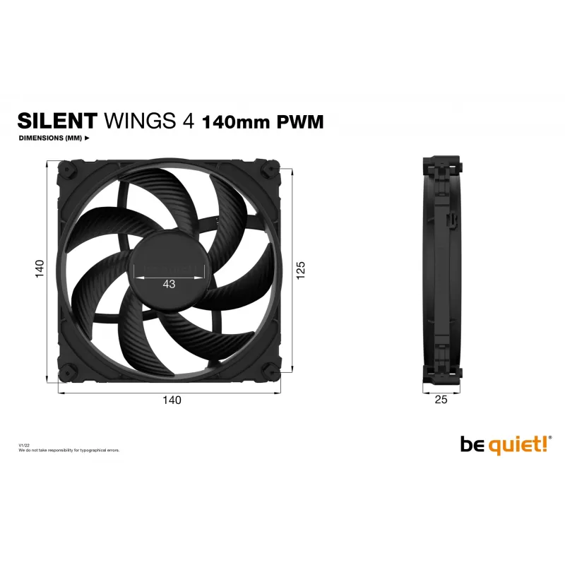 be quiet! SILENT WINGS 4 | 140mm PWM computerbehuizingsventilator 14 cm Zwart 1 stuk