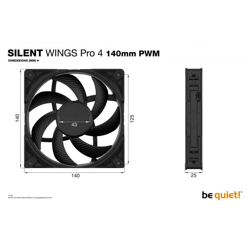 be quiet SILENT WINGS PRO 4 | 140mm PWM computerbehuizingsventilator 14 cm Zwart 1 stk.
