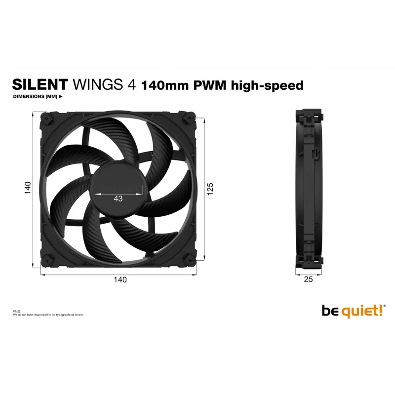 be quiet SILENT WINGS 4 | 140mm PWM High-Speed computerbehuizingsventilator 14 cm Zwart 1 stk.