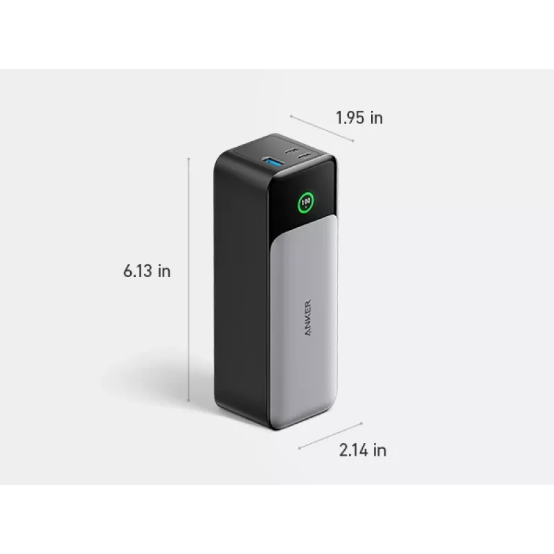 Draagbare lader Anker 737 (A1289011) – 24000 mAh, 140 W, 2× USB-C + 1× USB-A, zilver/zwart