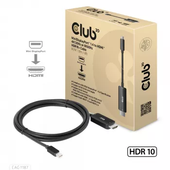 CLUB3D MiniDisplayPort 1.4 naar HDMI 4K120Hz of 8K60Hz HDR10+ kabel M/M 1,8m / 6ft