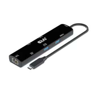 CLUB3D USB4™ Gen3x2 Type-C, 6-in-1-hub met HDMI™ 8K60Hz of 4K120Hz, 2xUSB Type-A(10G), Ethernet RJ45(2.5G) en 2xUSB Type-C, 1x Data(10G) en 1xPD3.0 opladen 100 W
