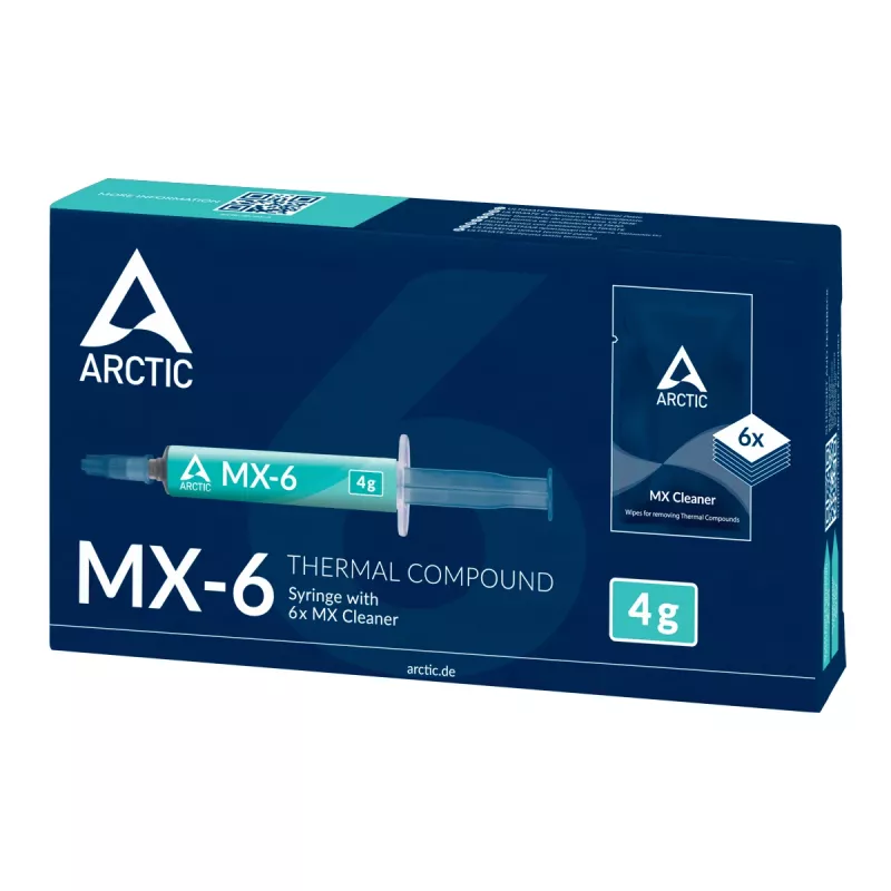 ARCTIC MX-6 ULTIMATE Performance koelpasta + MX Cleaner, koelpasta, grijs, 4 g, 1 stuk, 66 mm, 120 mm