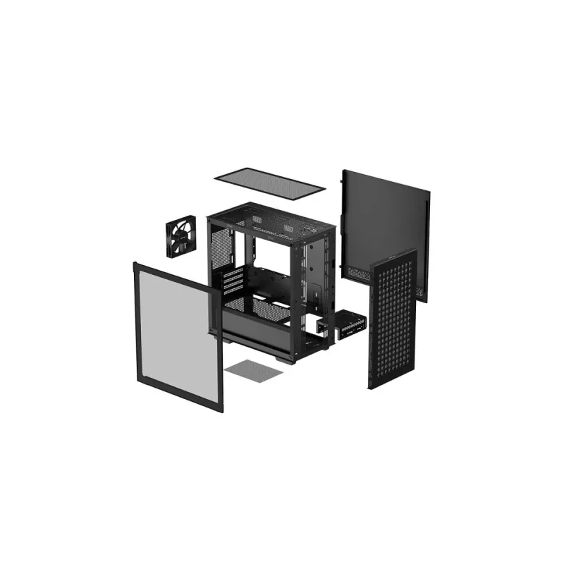 PC-behuizing DeepCool CH370 mini tower — microATX/Mini-ITX, gehard glas, ondersteuning voor GPU's tot 32 cm