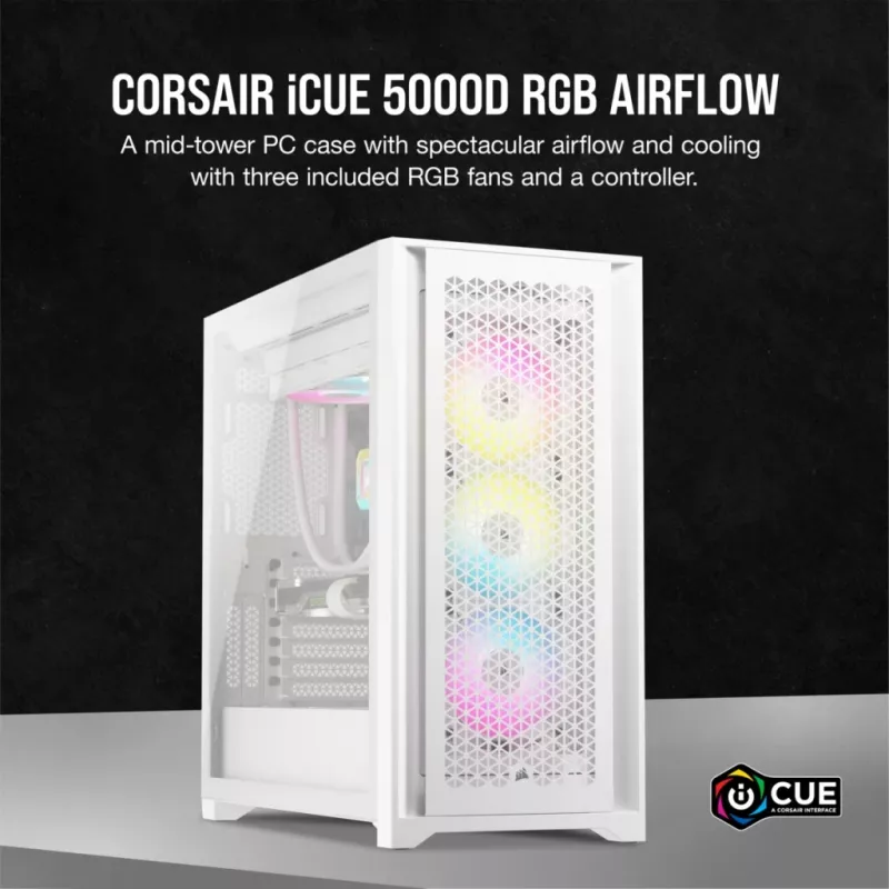 PC-behuizing Corsair iCUE 5000D RGB Airflow midi-tower wit