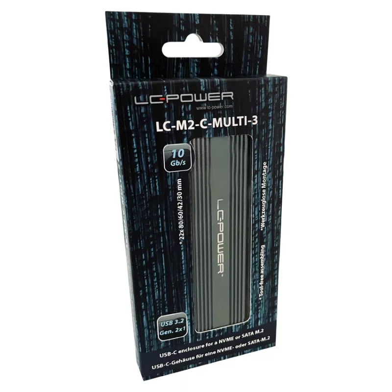 LC-POWER SSD-behuizing - M.2 LC-M2-C-MULTI-3 Lc-power USB3.2 M.2-SSD-behuizing (NVMe & SATA)