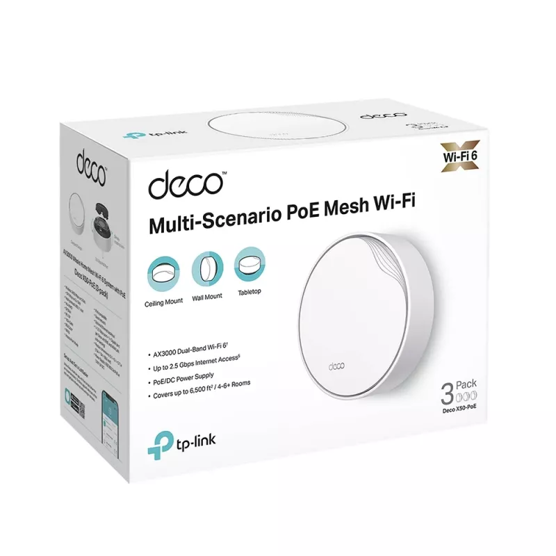 TP-Link AX3000 Whole Home Mesh Wi-Fi 6-systeem met PoE