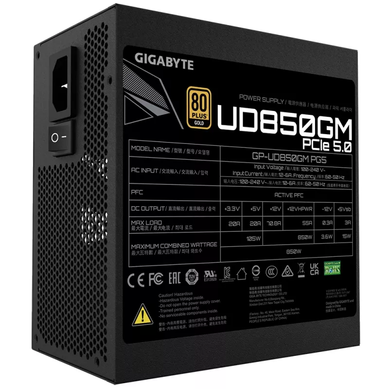 GIGABYTE GP-UD850GM PG5 voeding 850 W 20+4 pin ATX ATX zwart