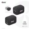 CLUB3D reisoplader PPS 65 Watt GAN-technologie, drievoudige aansluiting (2x USB Type-C + USB Type-A) Power Delivery (PD) 3.0-ondersteuning