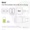 CLUB3D reisoplader PPS 65 Watt GAN-technologie, drievoudige aansluiting (2x USB Type-C + USB Type-A) Power Delivery (PD) 3.0-ondersteuning