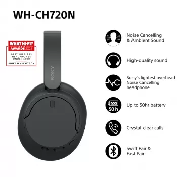 Sony WH-CH720 headset bedraad & draadloos hoofdband telefonie/muziek USB Type-C Bluetooth zwart