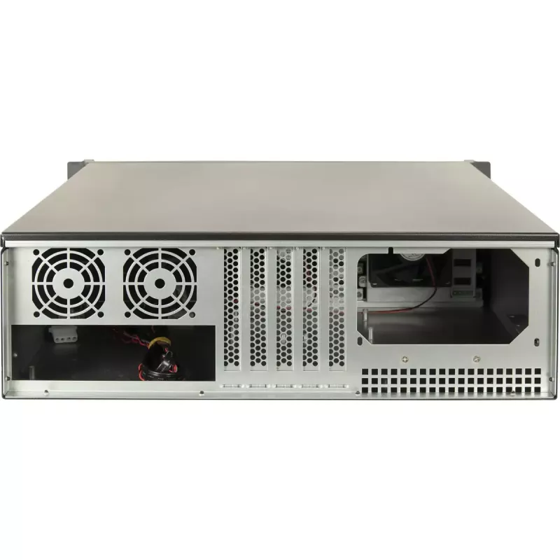 Inter-Tech IPC 3U-3508 opslagserverbehuizing, 48,3 cm rackmontage 3U, ATX, SATA/SAS Hot-Swap, 2x externe 5,25 inch bays, zonder voeding, zwart