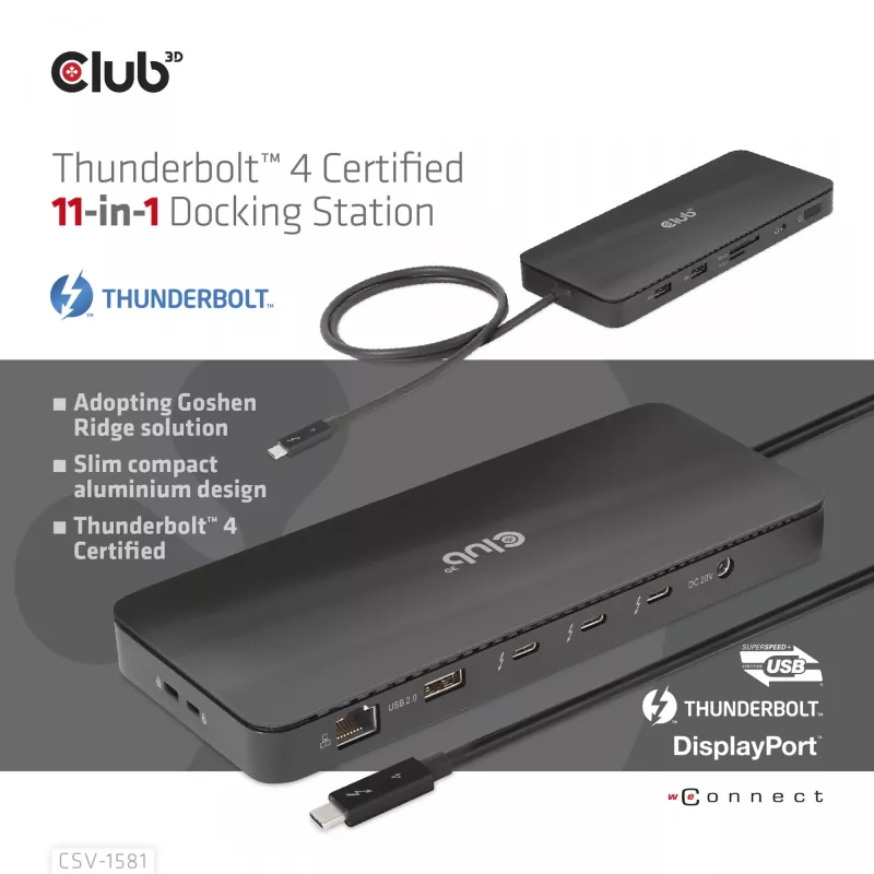 Dockingstation CLUB3D Thunderbolt 4 gecertificeerd 11-in-1 140W