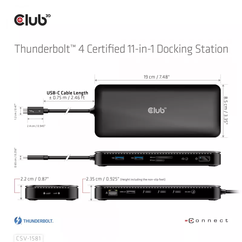 Dockingstation CLUB3D Thunderbolt 4 gecertificeerd 11-in-1 140W