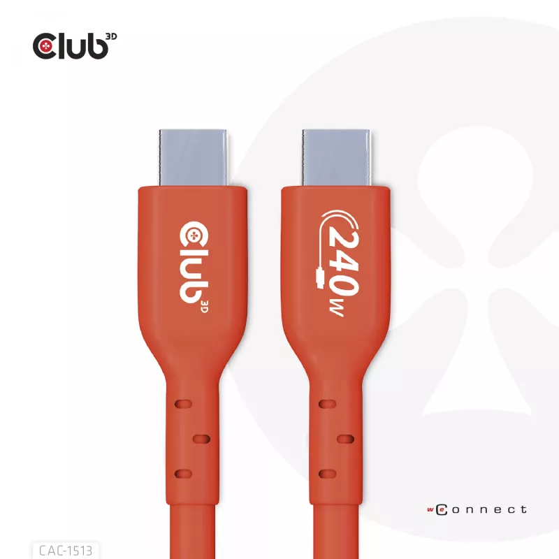 CLUB3D USB2 Type-C bidirectionele USB-IF-gecertificeerde datakabel 480Mb, PD 240W(48V/5A) EPR M/M 3m / 9.84 ft