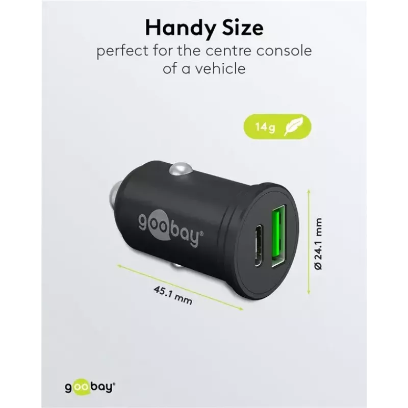 Goobay dual-USB auto-snellader USB-C PD 45W zwart