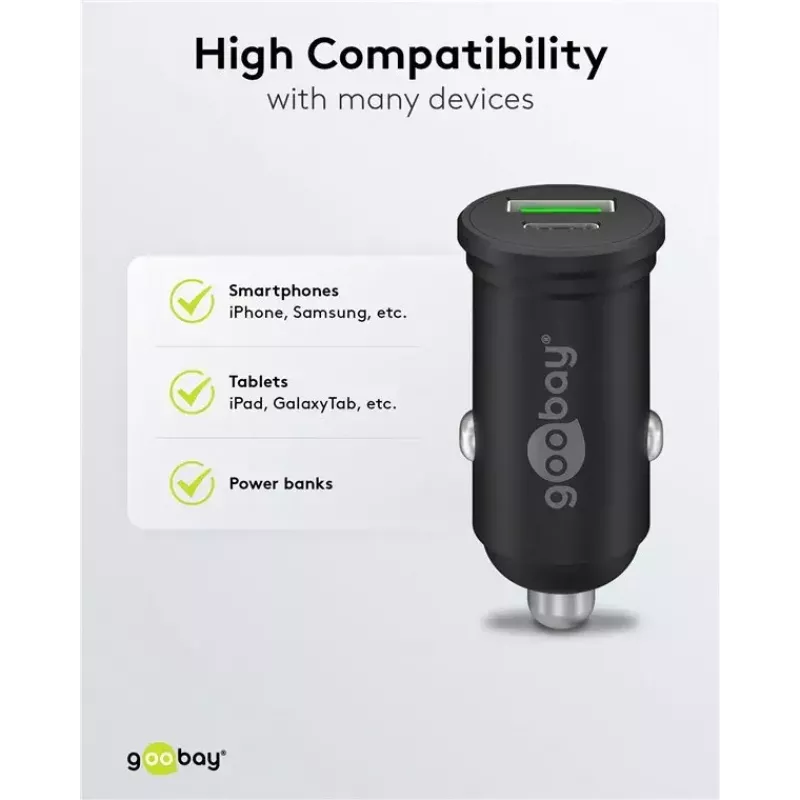 Goobay dual-USB auto-snellader USB-C PD 45W zwart