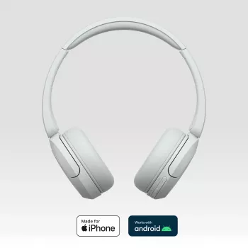 Sony WH-CH520 draadloze on-ear headset, Bluetooth 5.2, 50 uur afspelen, USB-C opladen, wit