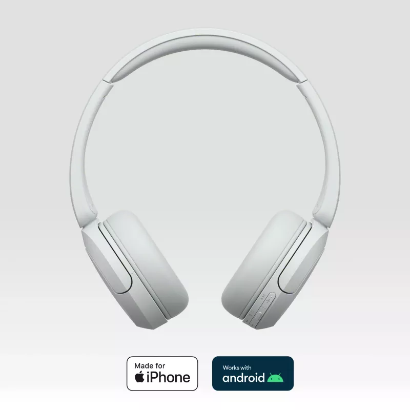 Sony WH-CH520 draadloze on-ear headset, Bluetooth 5.2, 50 uur afspelen, USB-C opladen, wit