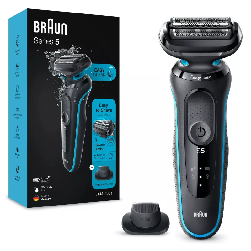 Braun Series 5 51-M1200s herenscheerapparaat foil-scheerapparaat trimmer zwart, blauw