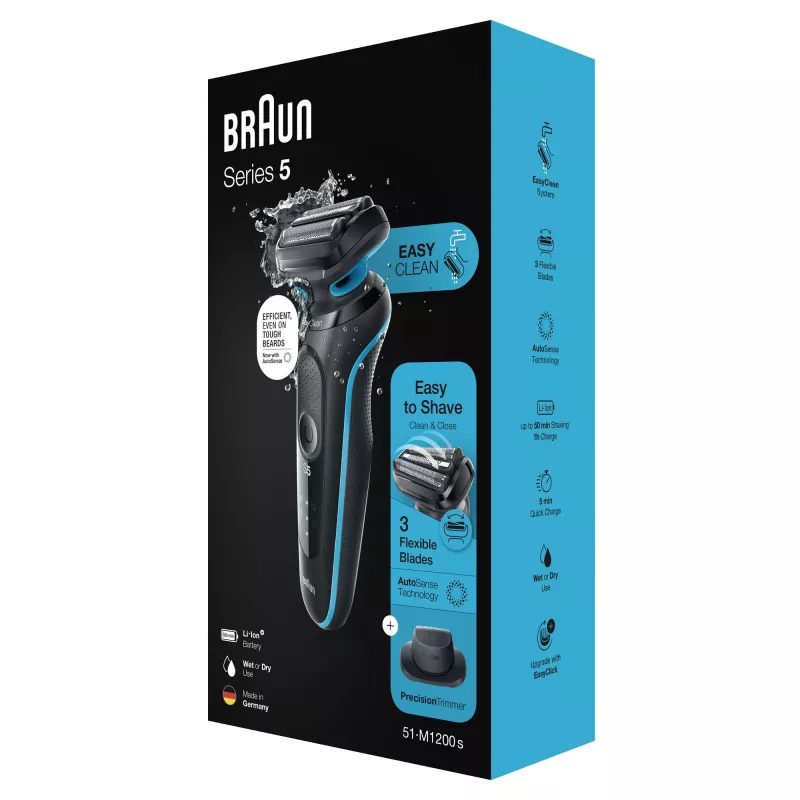 Braun Series 5 51-M1200s herenscheerapparaat foil-scheerapparaat trimmer zwart, blauw