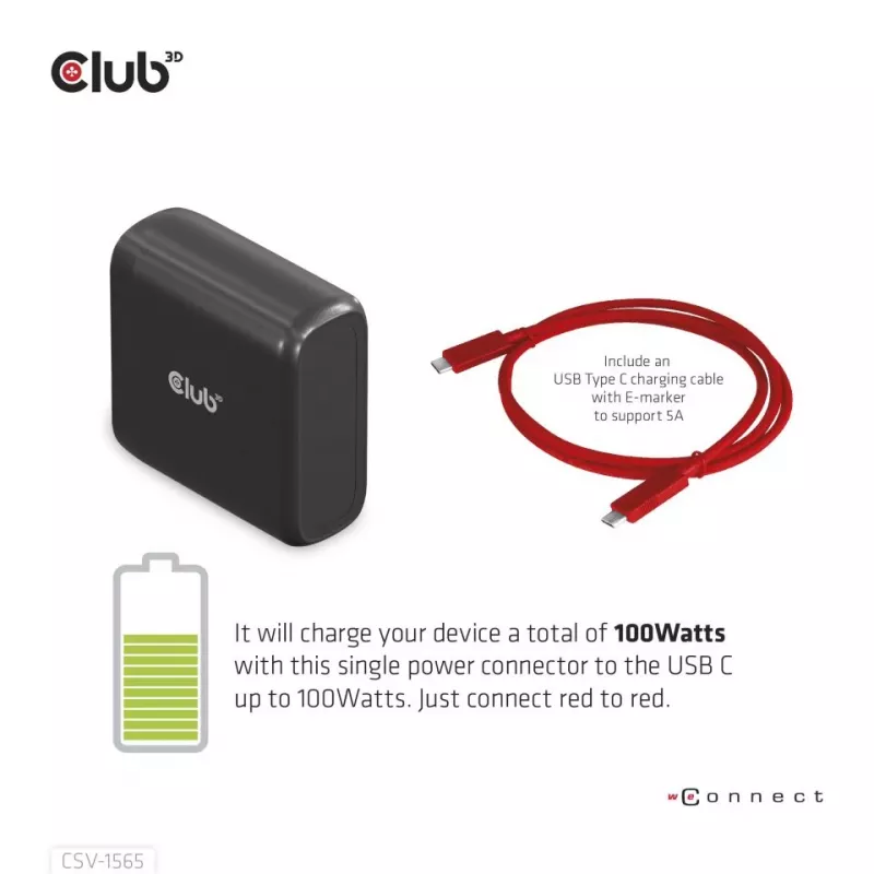 CLUB3D USB Gen1 Type-C Triple Display DP1.4 Alt mode Smart PD3.0 oplaaddock met 100 watt voeding