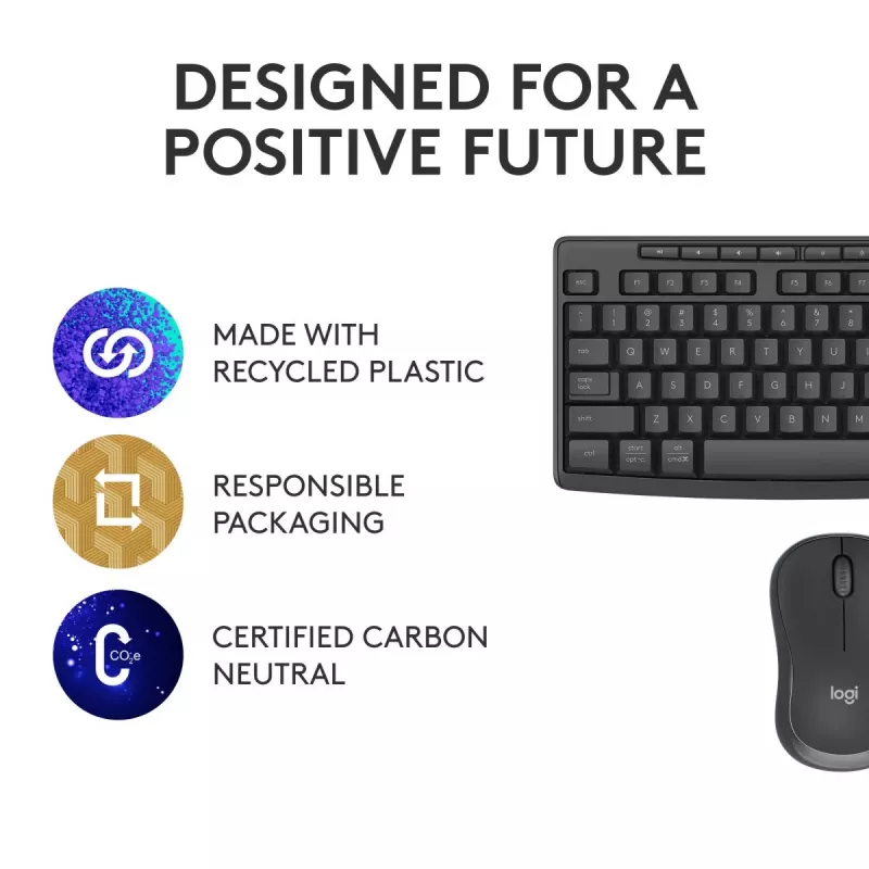 Toetsenbord- en muisset Logitech MK370 Combo for Business — Full-Size QWERTY (US International), RF Wireless + Bluetooth, grafiet