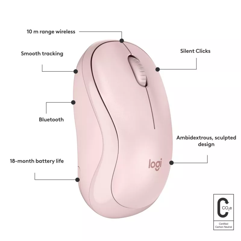 LOGITECH M240 stille muis - Bluetooth - roze