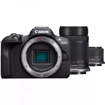 Canon EOS R100 Kit met RF-S 18-45mm f/4.5-6.3 IS STM en RF-S 55-210mm f/5-7.1 IS STM, zwart (6052C023)