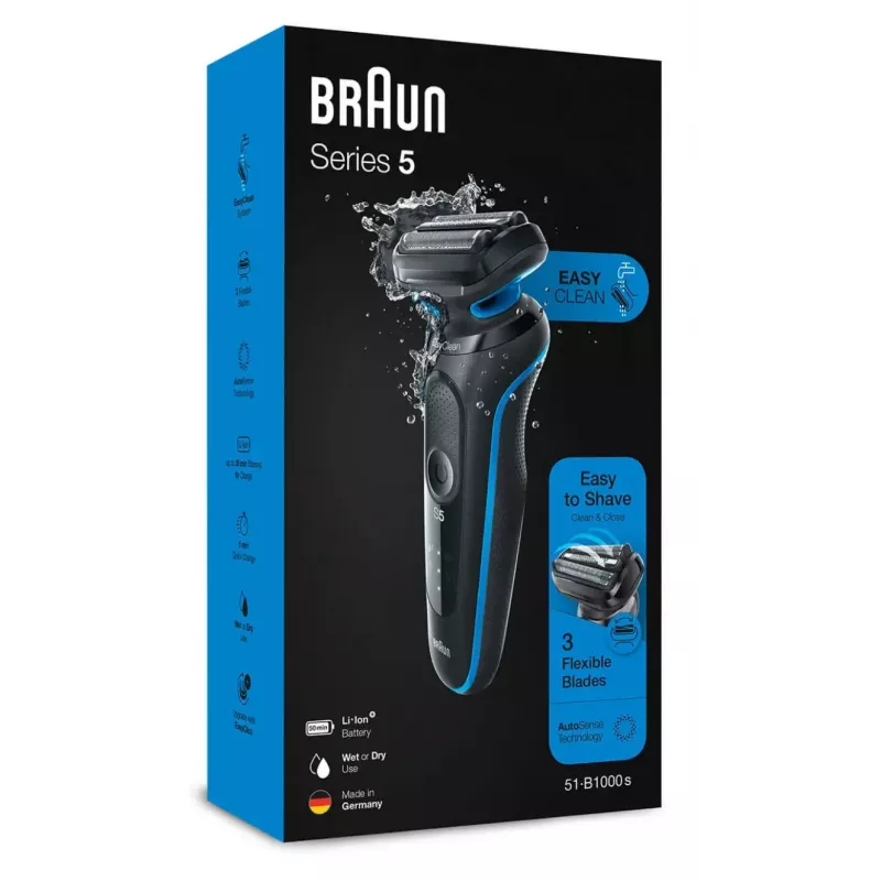 Braun 51-B1000s foliescheerapparaat zwart, blauw