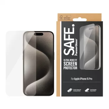 PanzerGlass SAFE. by ® displayschermfolie iPhone 15 Pro | Ultra-Wide Fit