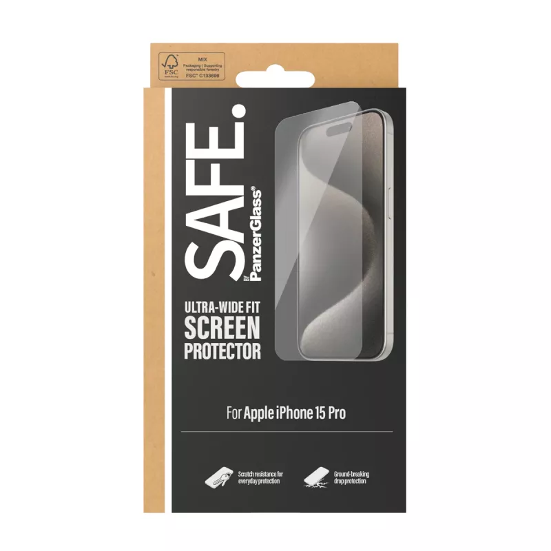 PanzerGlass SAFE. by ® displayschermfolie iPhone 15 Pro | Ultra-Wide Fit