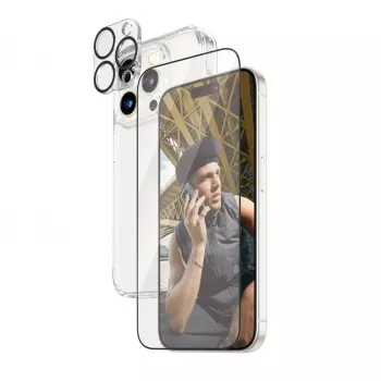 PanzerGlass 3-in-1-pack iPhone 15 Pro gehard glas transparant