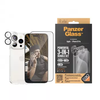 PanzerGlass 3-in-1-pack iPhone 15 Pro gehard glas transparant