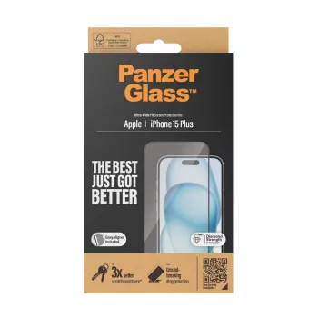 PanzerGlass ® displayschermfolie iPhone 15 Plus | Ultra-Wide Fit met EasyAligner