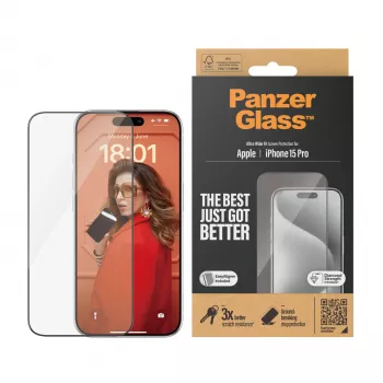 PanzerGlass ® displayschermfolie iPhone 15 Pro | Ultra-Wide Fit met EasyAligner