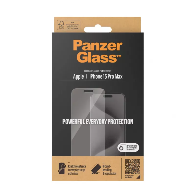 PanzerGlass ® displayschermfolie iPhone 15 Pro Max | Classic Fit