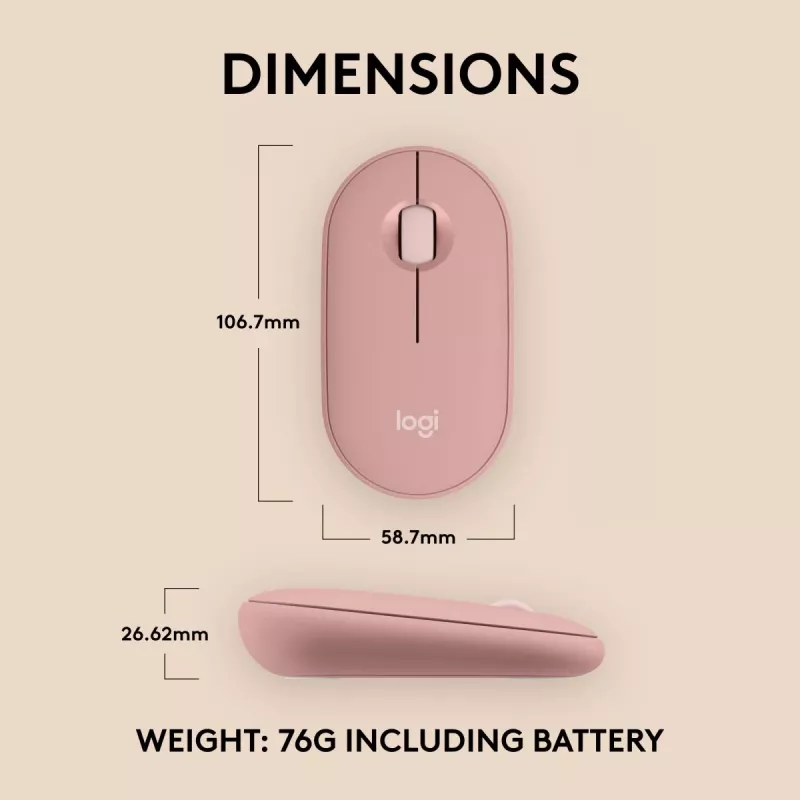 LOGITECH Pebble 2 M350s Draadloze optische muis roze
