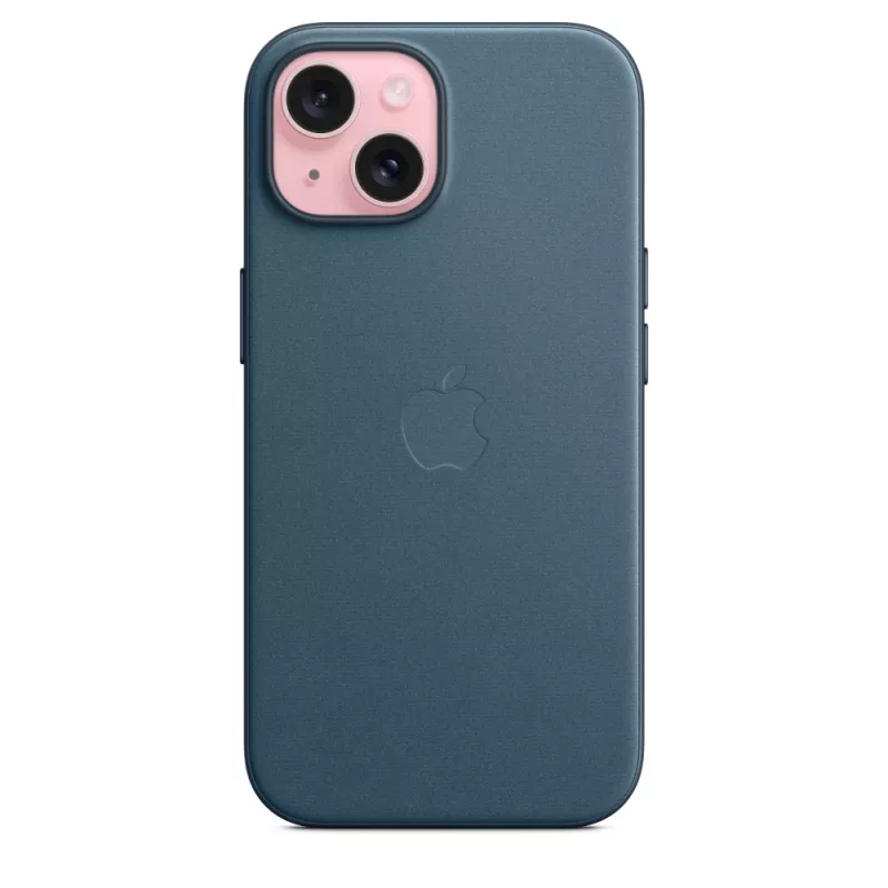 Apple FineWoven hoesje met MagSafe iPhone 15 Pacific Blue
