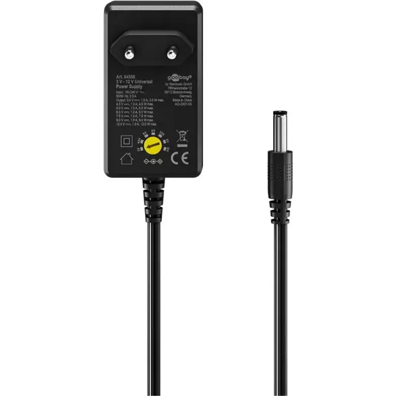 AC-adapter Goobay 64568 universeel zwart 12V 2.25A 1.8m