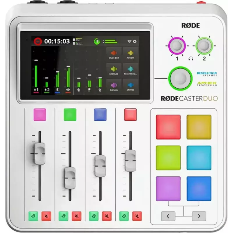 Audio-interface Rode RodeCaster Duo wit – 2-kanaals USB-podcastingconsole met mixer en voorversterkers